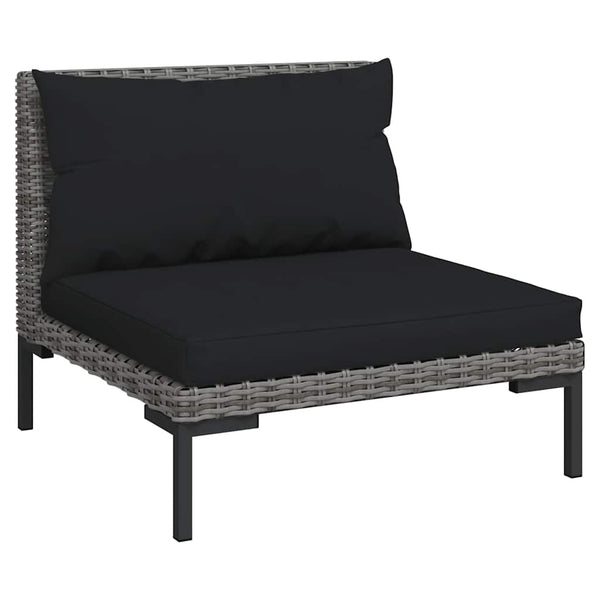 3-tlg. Garten-Lounge-Set Dunkelgrau Halbrundes Poly Rattan
