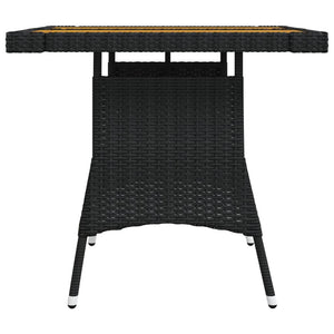 Gartentisch Schwarz 70x70x72 cm Poly Rattan & Massivholz Akazie