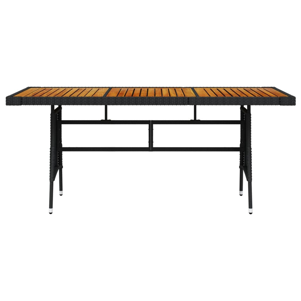 Gartentisch Schwarz 160x70x72cm Poly Rattan & Massivholz Akazie