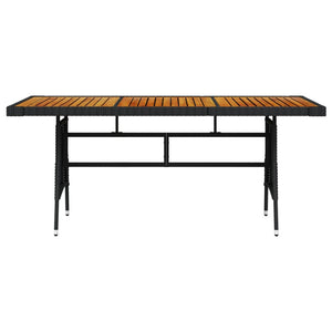 Gartentisch Schwarz 160x70x72cm Poly Rattan & Massivholz Akazie