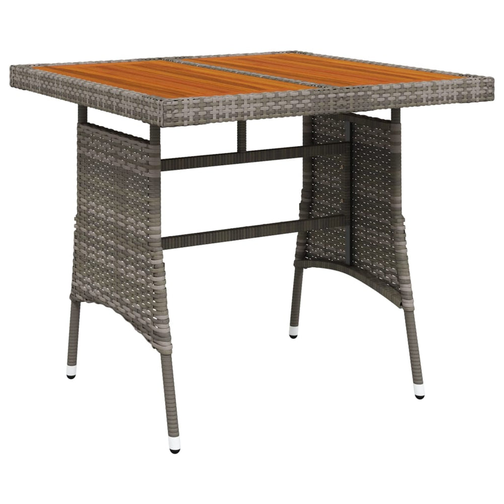 Gartentisch Grau 70x70x72 cm Poly Rattan & Massivholz Akazie
