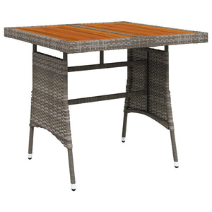 Gartentisch Grau 70x70x72 cm Poly Rattan & Massivholz Akazie