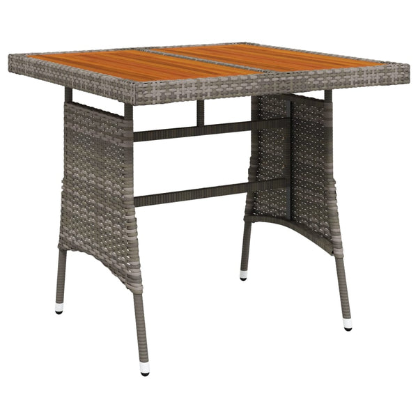 Gartentisch Grau 70x70x72 cm Poly Rattan & Massivholz Akazie