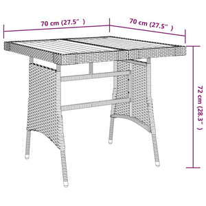 Gartentisch Grau 70x70x72 cm Poly Rattan & Massivholz Akazie