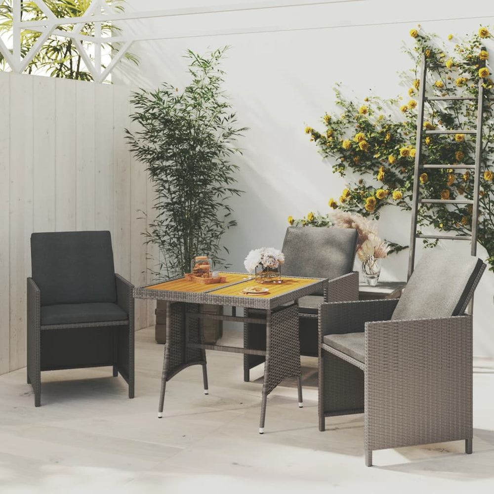 Gartentisch Grau 70x70x72 cm Poly Rattan & Massivholz Akazie