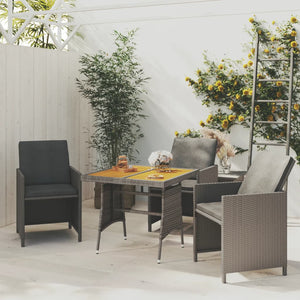 Gartentisch Grau 70x70x72 cm Poly Rattan & Massivholz Akazie