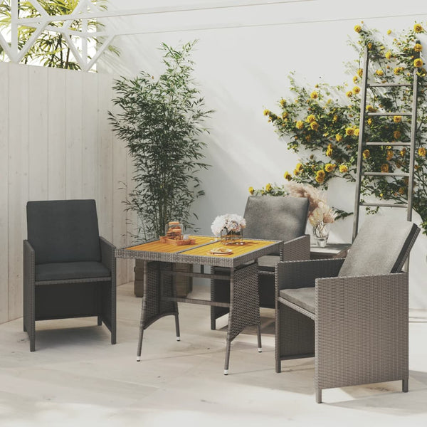 Gartentisch Grau 70x70x72 cm Poly Rattan & Massivholz Akazie