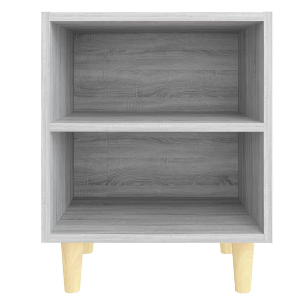 Nachttische Grau Sonoma mit Holzbeinen, 2er-Set