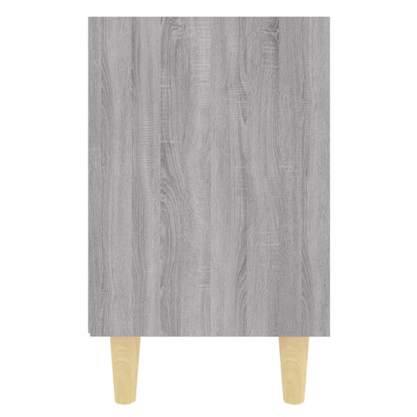 Nachttische Grau Sonoma mit Holzbeinen, 2er-Set