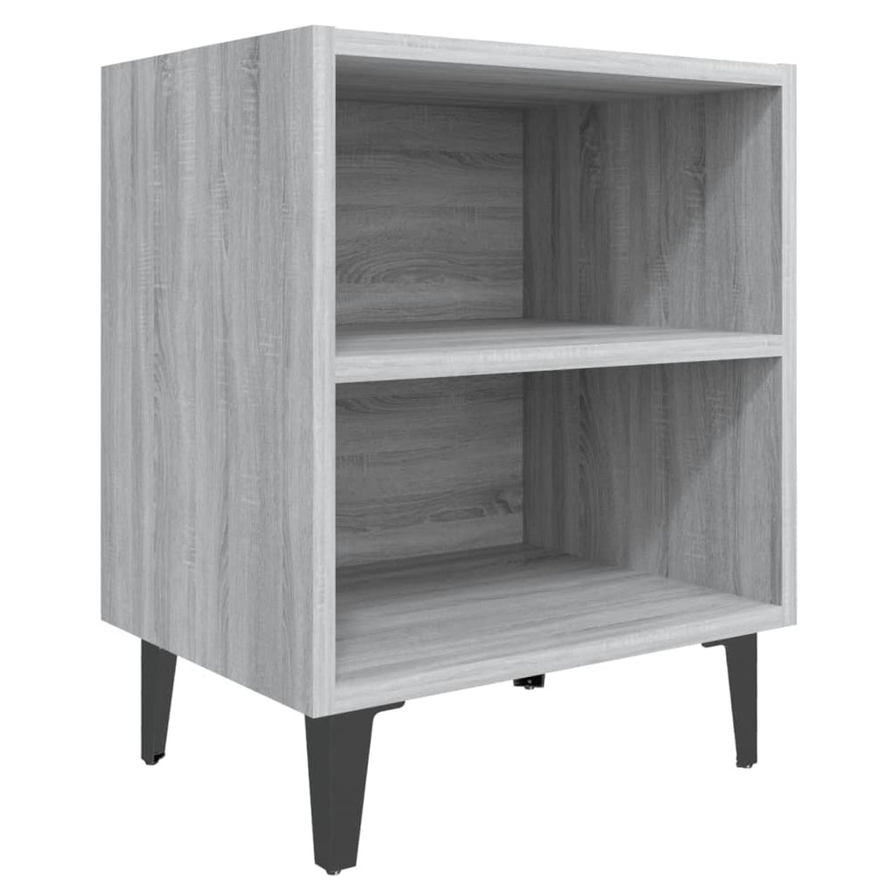 vidaXL Nightstand with Metal Legs Grey Sonoma 40x30x50 cm