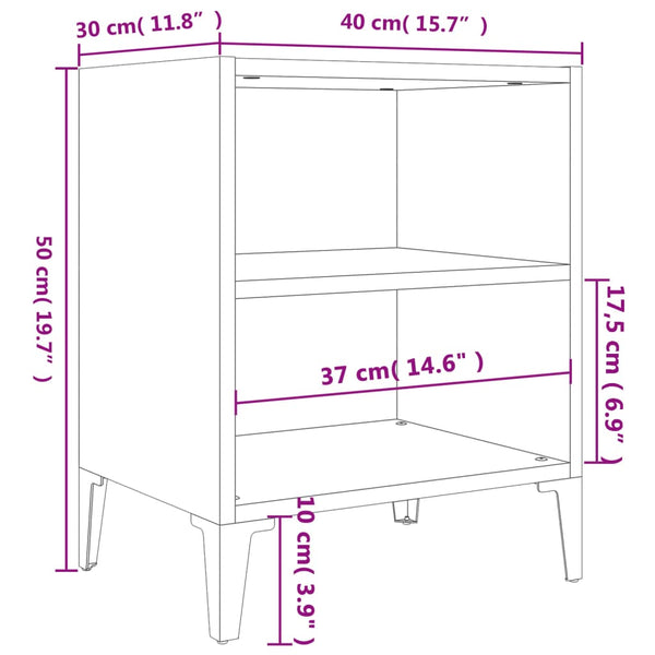 Grauer Nachttisch Sonoma Eiche 40x30x50 cm