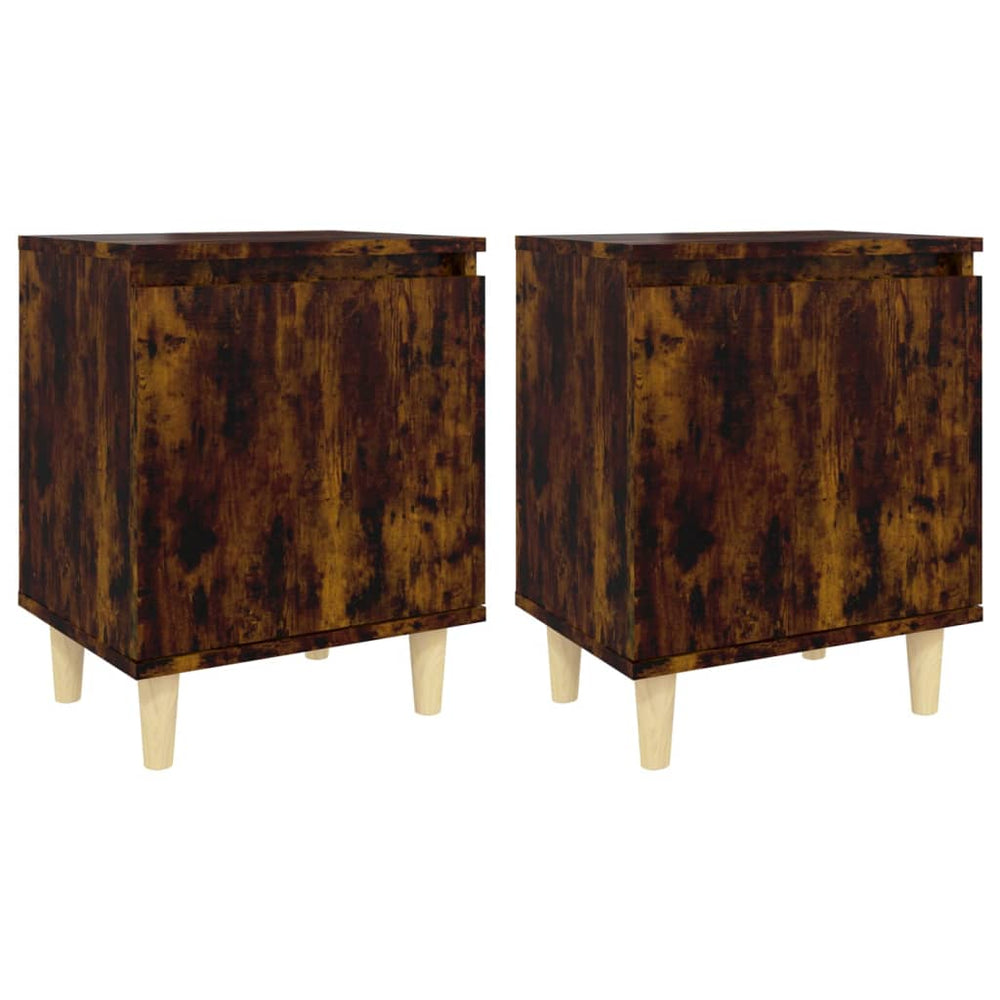 vidaXL Bedside Cabinets with Solid Wood Legs 2 pcs Smoked Oak 40x30x50cm