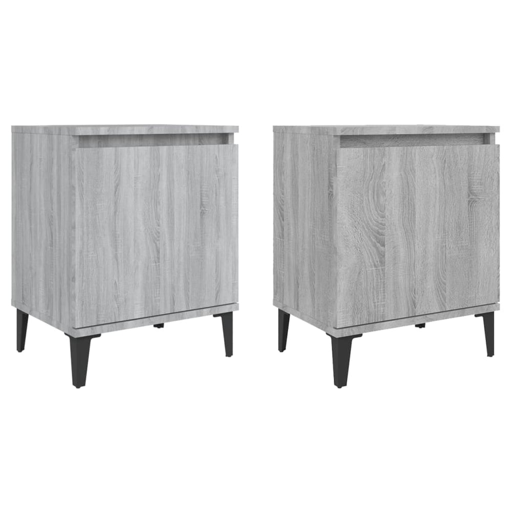 vidaXL Nightstands with Metal Legs Grey Sonoma 40x30x50 cm