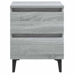 Graue Nachttische mit Metallbeinen, 2er-Set