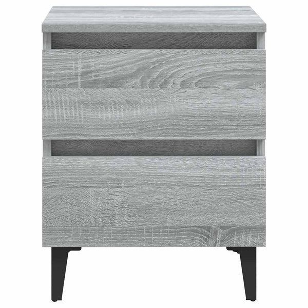 Graue Nachttische mit Metallbeinen, 2er-Set