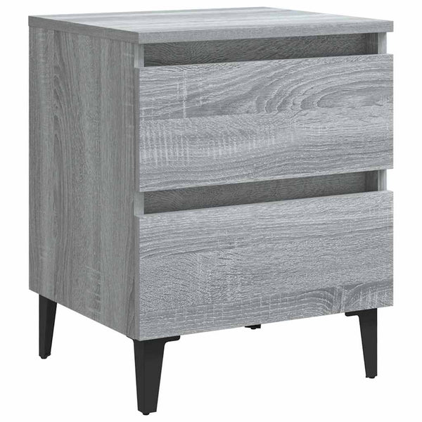 Graue Nachttische mit Metallbeinen, 2er-Set