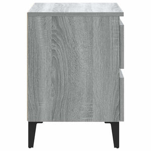 Graue Nachttische mit Metallbeinen, 2er-Set