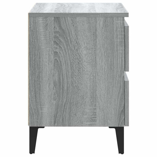Graue Nachttische mit Metallbeinen, 2er-Set