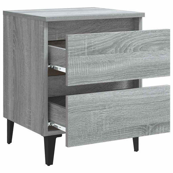 Graue Nachttische mit Metallbeinen, 2er-Set