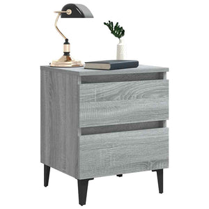 Graue Nachttische mit Metallbeinen, 2er-Set