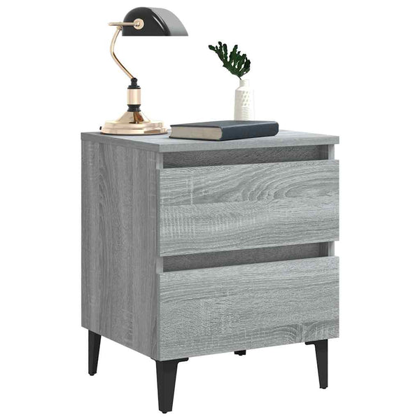 Graue Nachttische mit Metallbeinen, 2er-Set