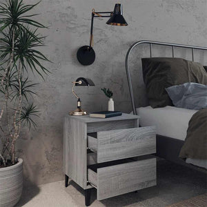 Graue Nachttische mit Metallbeinen, 2er-Set