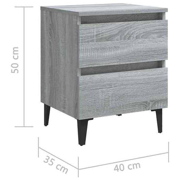 Graue Nachttische mit Metallbeinen, 2er-Set