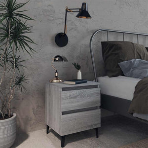 Graue Nachttische mit Metallbeinen, 2er-Set