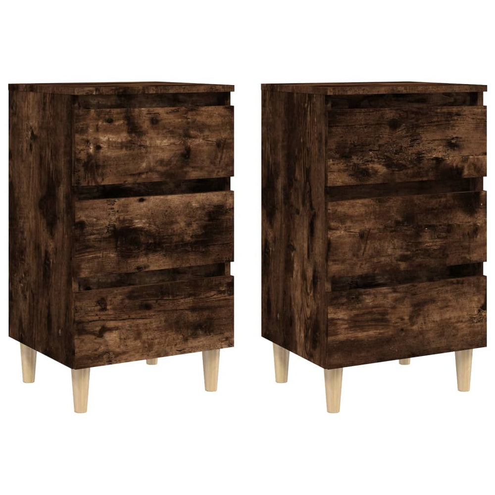 Nachttische 2er Set Räuchereiche 40x35x69 cm