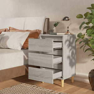Grauer Nachttisch Sonoma mit Holzbeinen
