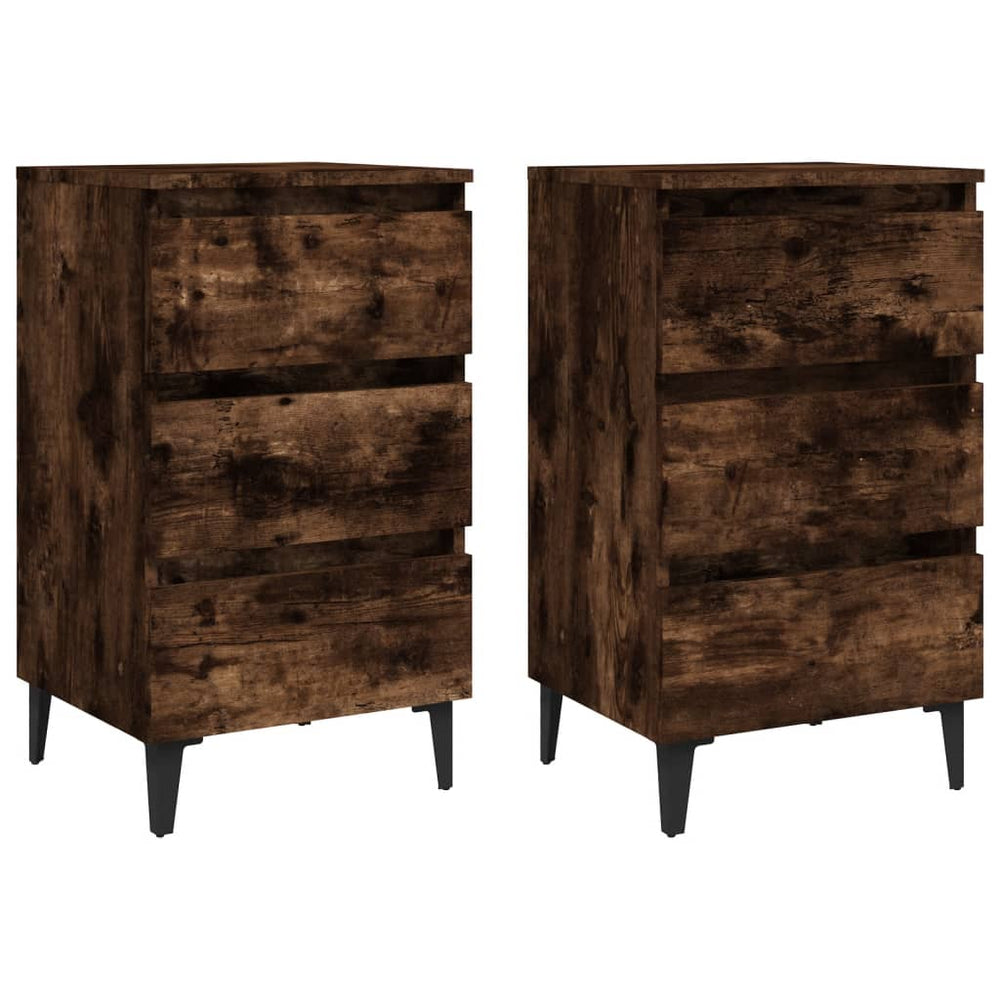 Nachttische 2er Set Räuchereiche 40x35x69 cm