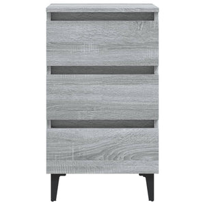 Nachttische Grau Sonoma mit Metallbeinen, 2er-Set