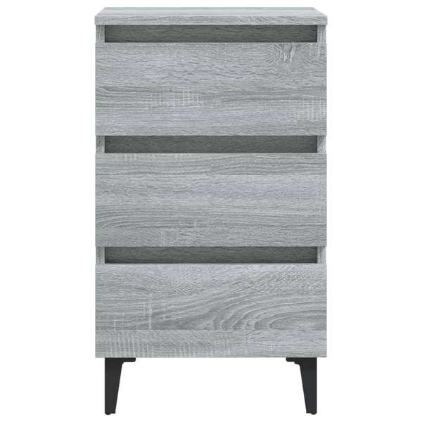 Nachttische Grau Sonoma mit Metallbeinen, 2er-Set