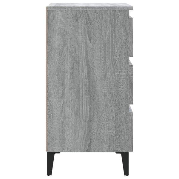 Nachttische Grau Sonoma mit Metallbeinen, 2er-Set