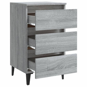 Nachttische Grau Sonoma mit Metallbeinen, 2er-Set