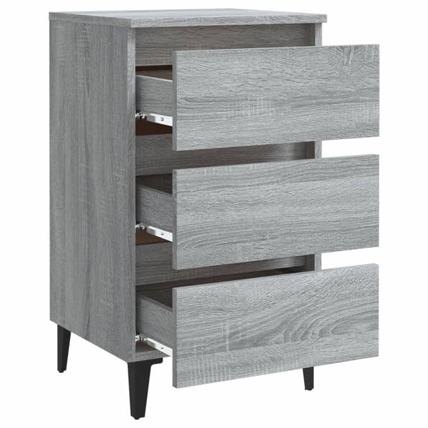 Nachttische Grau Sonoma mit Metallbeinen, 2er-Set