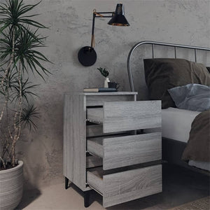 Nachttische Grau Sonoma mit Metallbeinen, 2er-Set