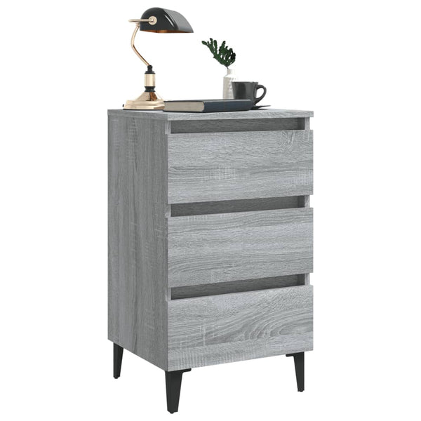 Nachttische Grau Sonoma mit Metallbeinen, 2er-Set