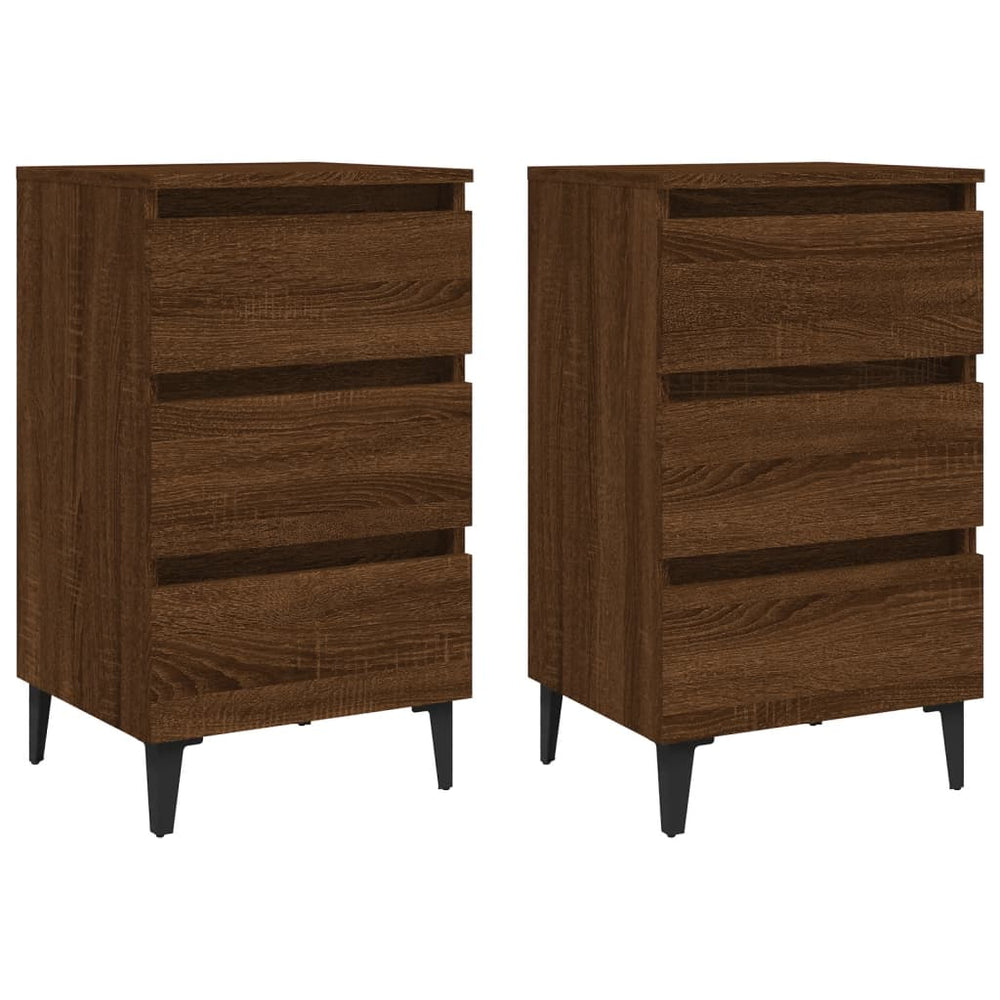 Nachttische 2er Set Eichenoptik 40x35x69 cm