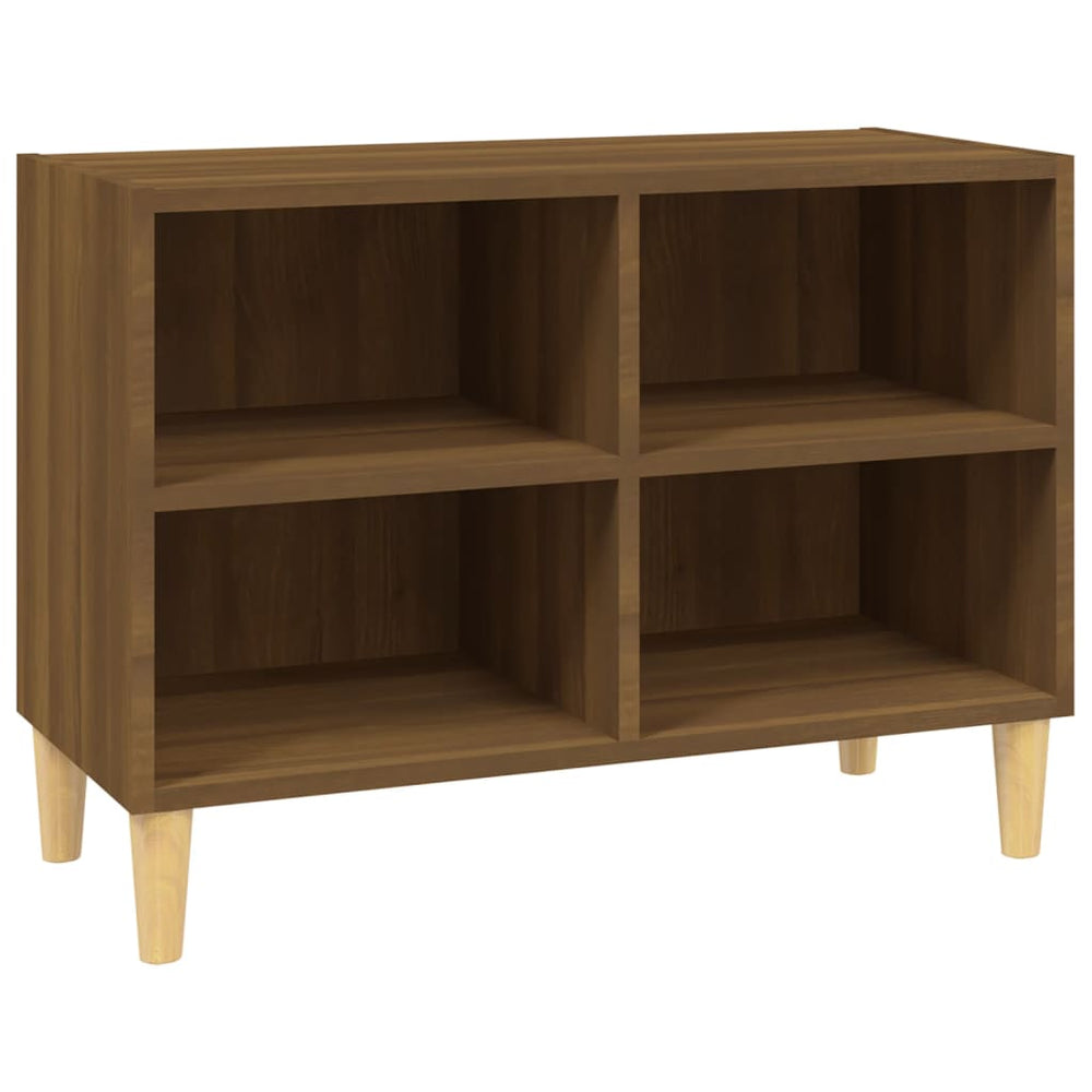 vidaXL TV Cabinet with Solid Wood Legs Brown Oak Look