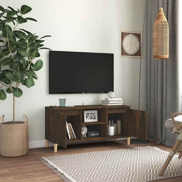 TV-Schrank Räuchereiche mit Holzbeinen