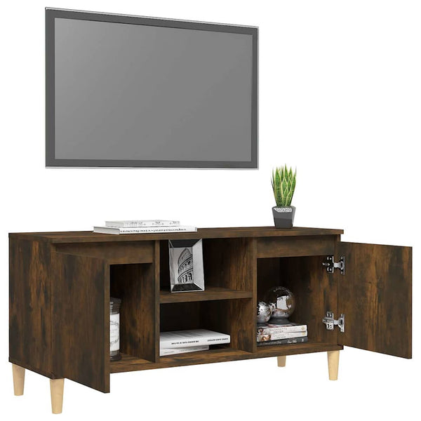 TV-Schrank Räuchereiche mit Holzbeinen