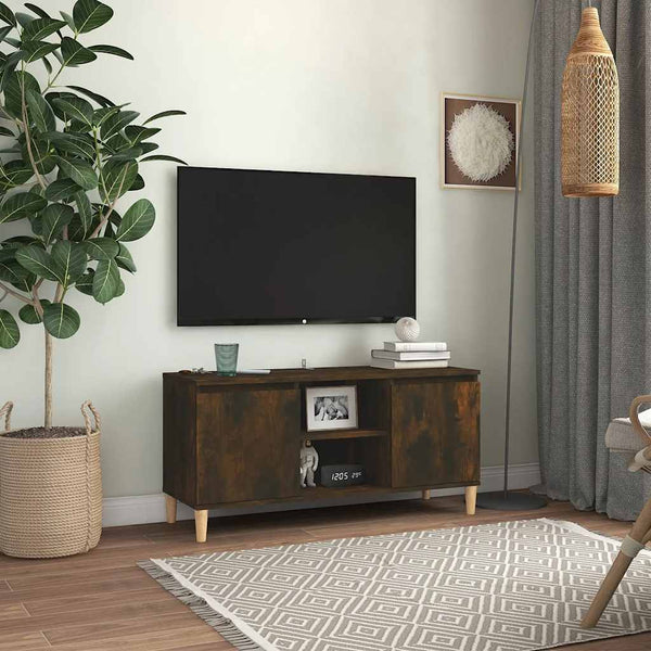 TV-Schrank Räuchereiche mit Holzbeinen