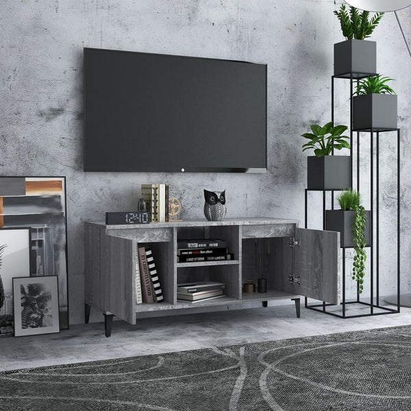 TV-Schrank Grau Sonoma mit Metallbeinen
