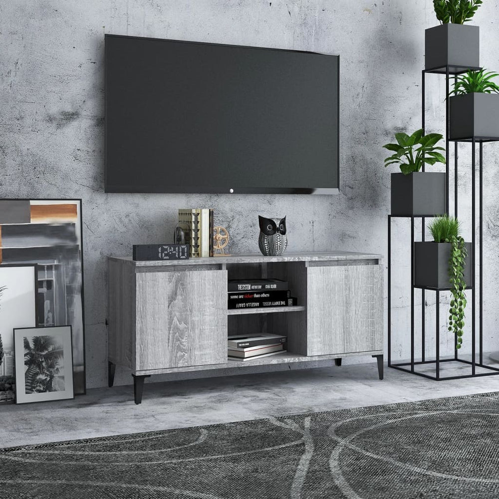 TV-Schrank Grau Sonoma mit Metallbeinen