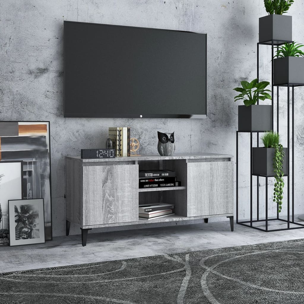 TV-Schrank Grau Sonoma mit Metallbeinen
