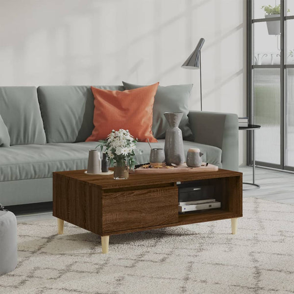 vidaXL Table basse marron aspect chêne 90x60x35 cm Bois d'ingénierie
