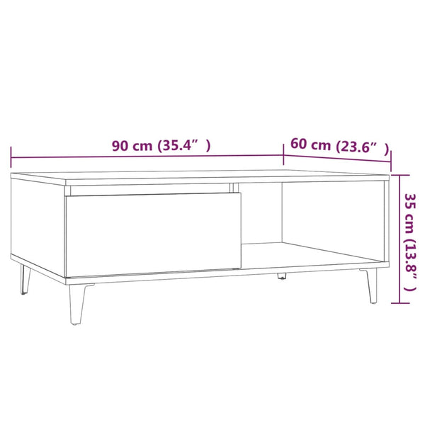 Couchtisch Grau Sonoma 90x60 cm