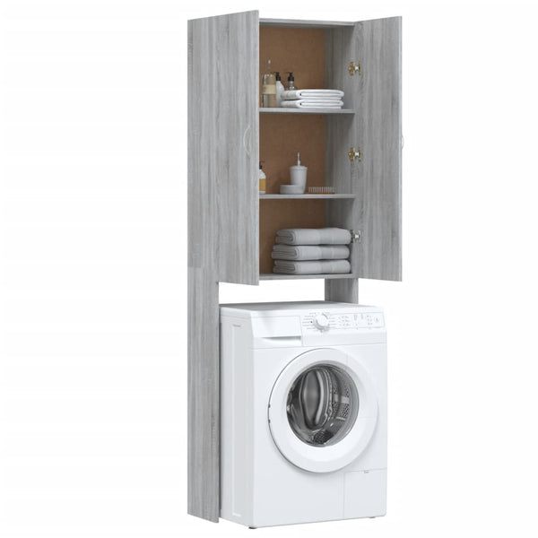 Waschmaschinenschrank Grau Sonoma 64x25,5x190 cm