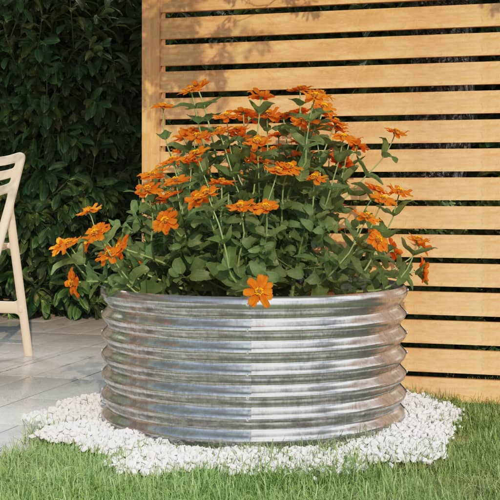 Verzinkter Stahl Pflanzkübel Silber 80x80x36cm